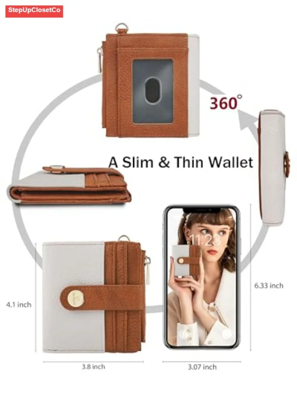 Keychain RFID Wristlet Wallet for Women - Faux Leather Small Card Wallet